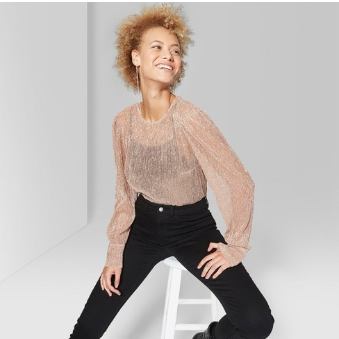 Screenshot_2018-12-13 Women's Puff Long Sleeve Plisse Blouses - Wild Fable #153; Blush